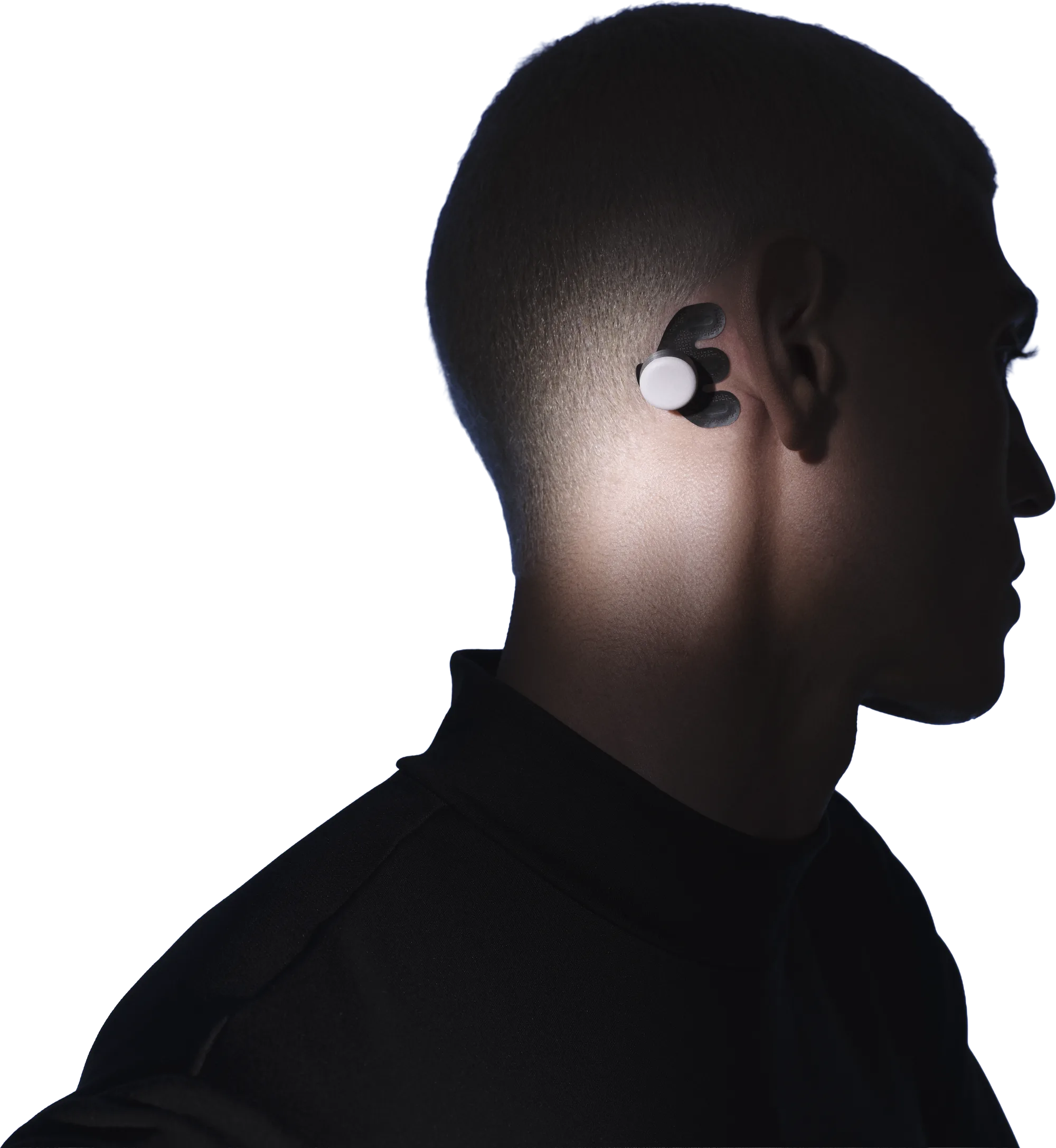 A person wearing the Atlas 1.0, seen in profile